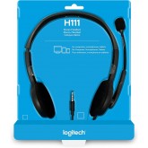 Logitech H111 Casque Filaire, Ecouteurs Stéréo avec Micro Anti-Parasite, Jack Audio 3,5mm, PC/Mac/Portable/Smartphone/Tablette -