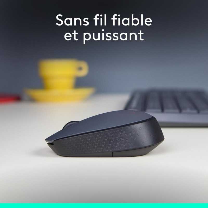 Logitech Souris sans fil M170, 2,4 GHz avec nano-récepteur USB, suivi optique, autonomie de 12 mois, ambidextre,