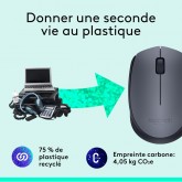 Logitech Souris sans fil M170, 2,4 GHz avec nano-récepteur USB, suivi optique, autonomie de 12 mois, ambidextre,