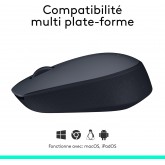 Logitech Souris sans fil M170, 2,4 GHz avec nano-récepteur USB, suivi optique, autonomie de 12 mois, ambidextre,