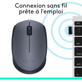 Logitech Souris sans fil M170, 2,4 GHz avec nano-récepteur USB, suivi optique, autonomie de 12 mois, ambidextre,