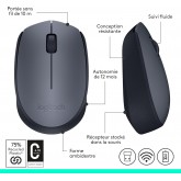 Logitech Souris sans fil M170, 2,4 GHz avec nano-récepteur USB, suivi optique, autonomie de 12 mois, ambidextre,
