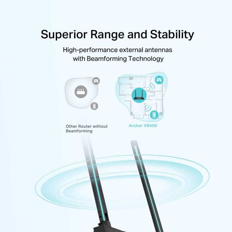 TP-LINK Archer VR300 Modem Routeur sans Fil AC1200 Fibre/VDSL/ADSL , Noir