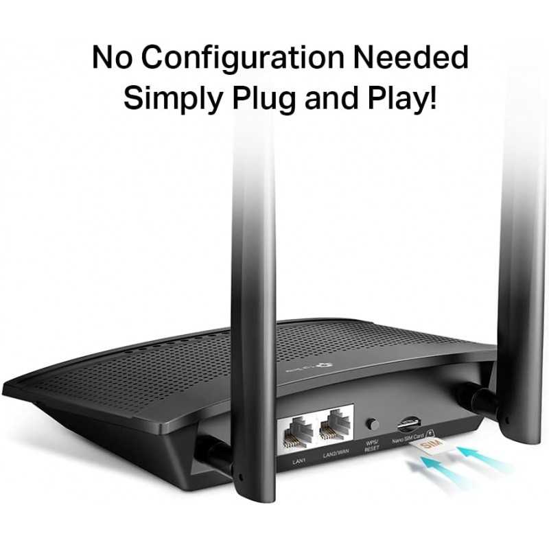 TP-Link Routeur 4G LTE 150Mbps Wifi N 300Mbps TL-MR100, modem 4G, Box 4G, 2 x SMA pour Antenne externe, 2 Ports Ethernet,