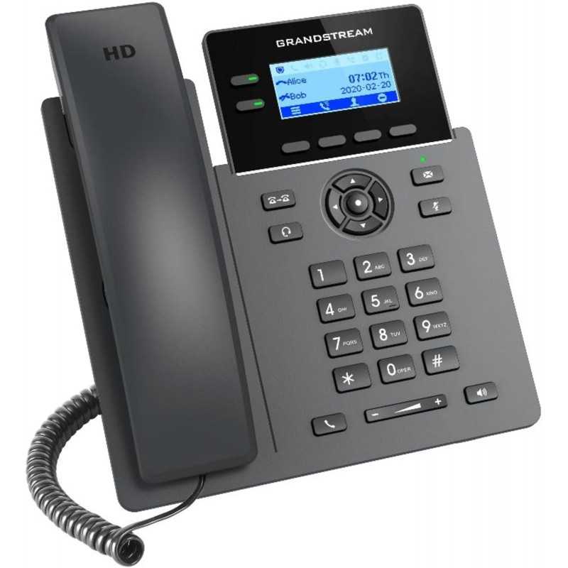 Téléphone IP Grandstream GRP2602P | 2 lignes, 4 comptes SIP | Écran LCD 2,4 pouces | Ethernet 10/100 double port avec PoE