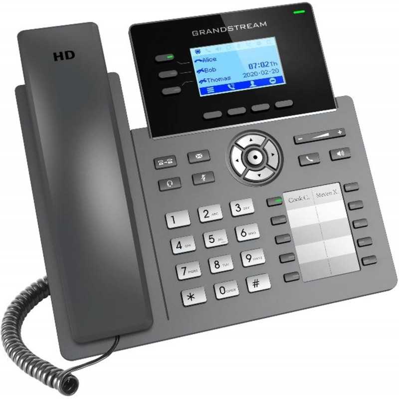 Grandstream Networks GRP2604P téléphone Fixe Noir 3 Lignes LCD