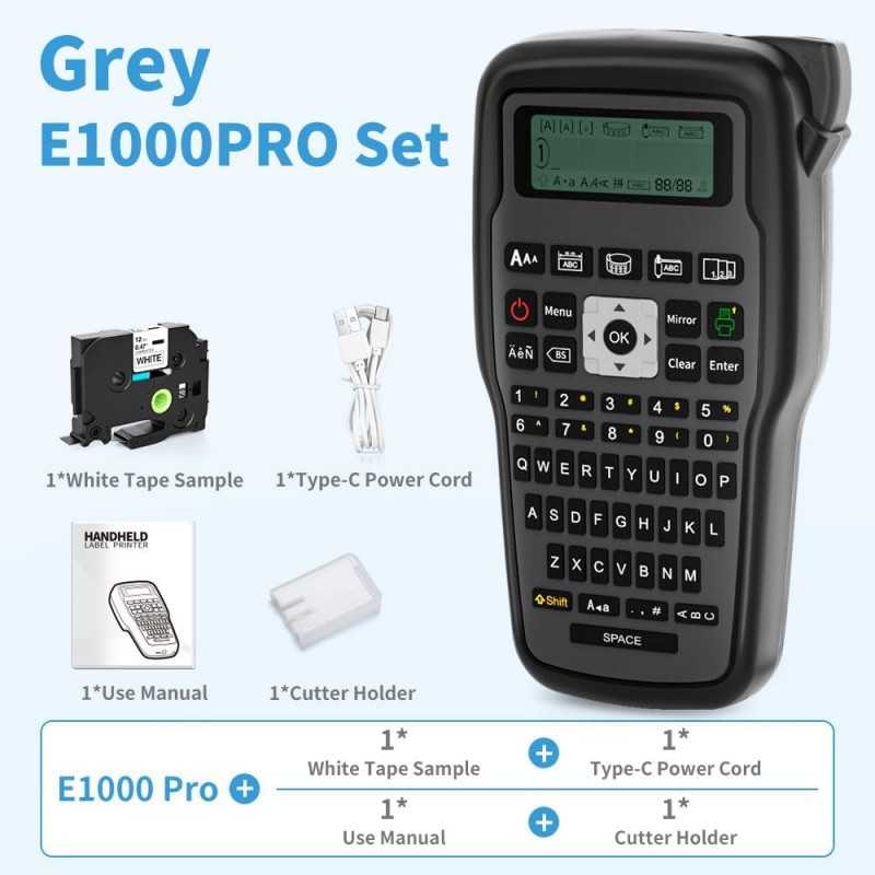 Étiqueteuse portable avec ruban adhésif, étiqueteuse portable E1000 Pro, touches à une touche, étiqueteuse pour chantier,