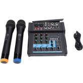 USB Mixing Console Mic BT Stereo Recording 6 Channel Professional Audio Mixer Sound Board Console with Power Amp for Karaoke