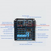 USB Mixing Console Mic BT Stereo Recording 6 Channel Professional Audio Mixer Sound Board Console with Power Amp for Karaoke