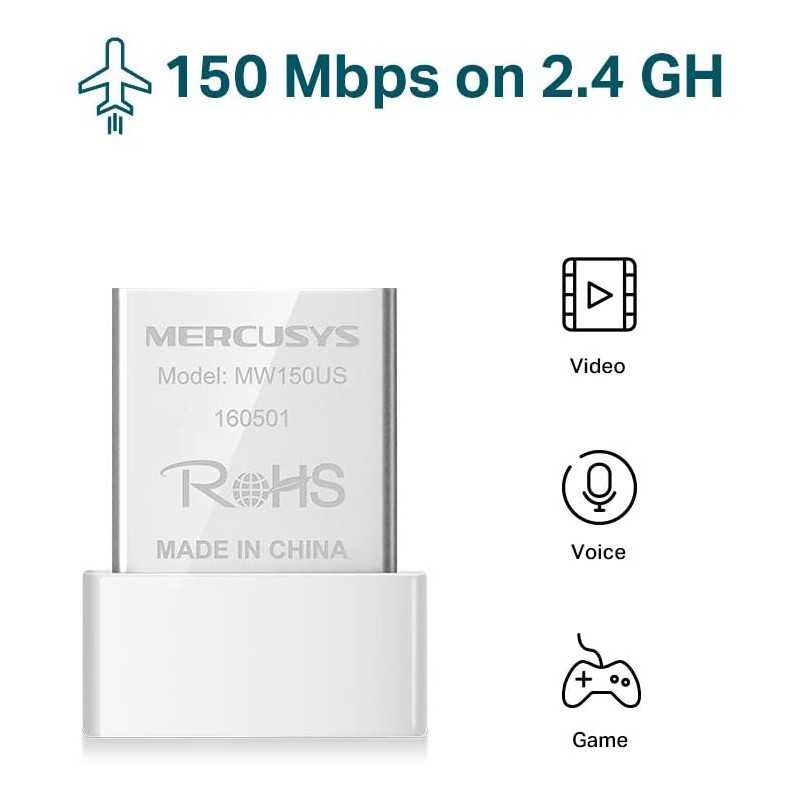 MERCUSYS AC650 Adaptateur USB Double Bande sans Fil à Gain élevé avec antenne 5dBi pour PC/Ordinateur de Bureau/Ordinateur