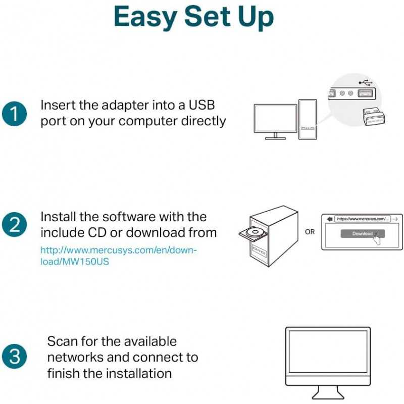 MERCUSYS AC650 Adaptateur USB Double Bande sans Fil à Gain élevé avec antenne 5dBi pour PC/Ordinateur de Bureau/Ordinateur