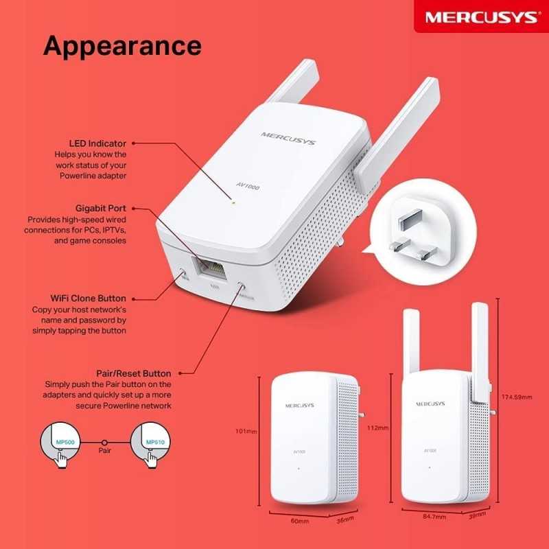 Prolongateur de portée Mercusys TL-WPA8630P