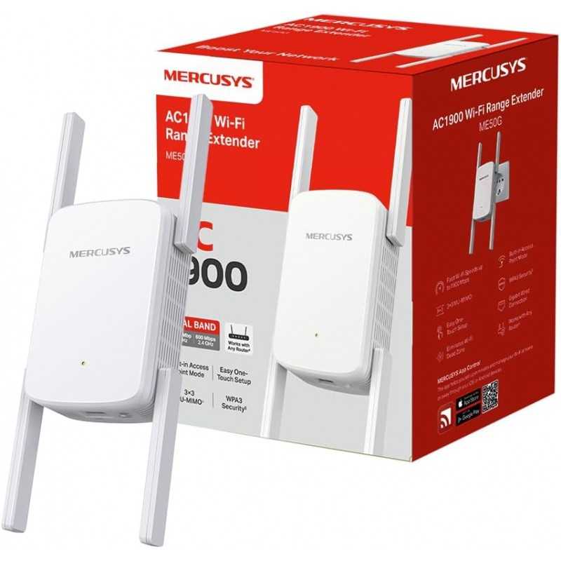 MERCUSYS ME30 TP-Link Répéteur WiFi, Amplificateur Bi-bande WiFi AC1200 Mbps, Extender WiFi, antennes à gain élevé réglables,