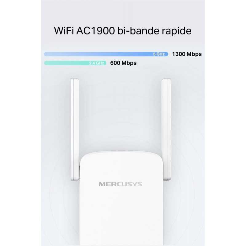 MERCUSYS ME30 TP-Link Répéteur WiFi, Amplificateur Bi-bande WiFi AC1200 Mbps, Extender WiFi, antennes à gain élevé réglables,