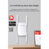 MERCUSYS ME30 TP-Link Répéteur WiFi, Amplificateur Bi-bande WiFi AC1200 Mbps, Extender WiFi, antennes à gain élevé réglables,