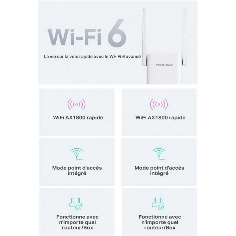 MERCUSYS ME30 TP-Link Répéteur WiFi, Amplificateur Bi-bande WiFi AC1200 Mbps, Extender WiFi, antennes à gain élevé réglables,