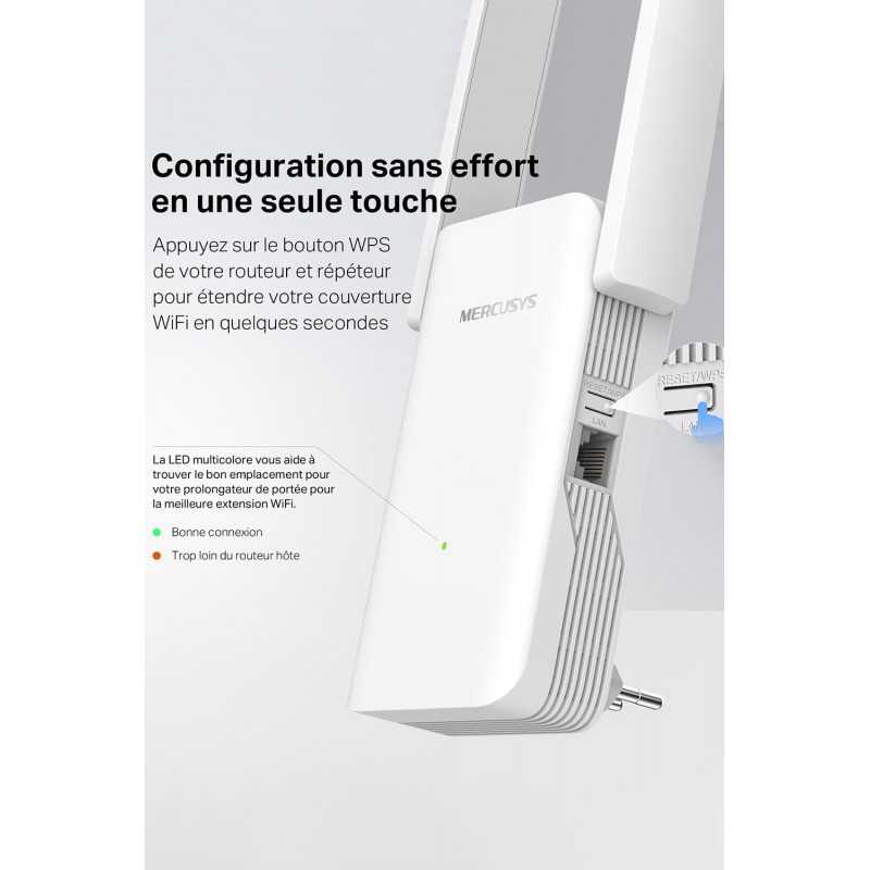 MERCUSYS ME30 TP-Link Répéteur WiFi, Amplificateur Bi-bande WiFi AC1200 Mbps, Extender WiFi, antennes à gain élevé réglables,