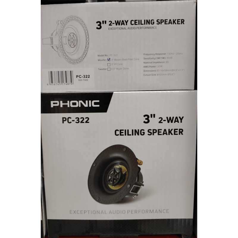 haut-parleur de plafond 2 voies compact Phonic PC-322 haut-parleur de plafond 2 voies compact Phonic PC-322