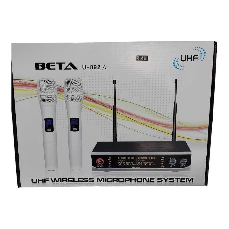 Système de Microphones sans Fil UHF BETA U-892 A Double Canal Système de Microphones sans Fil UHF BETA U-892 A Double Canal