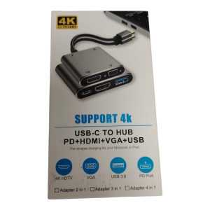 Tous Type et modèles de Support 4K USB-C to Hub PD+HDMI+VGA+USB