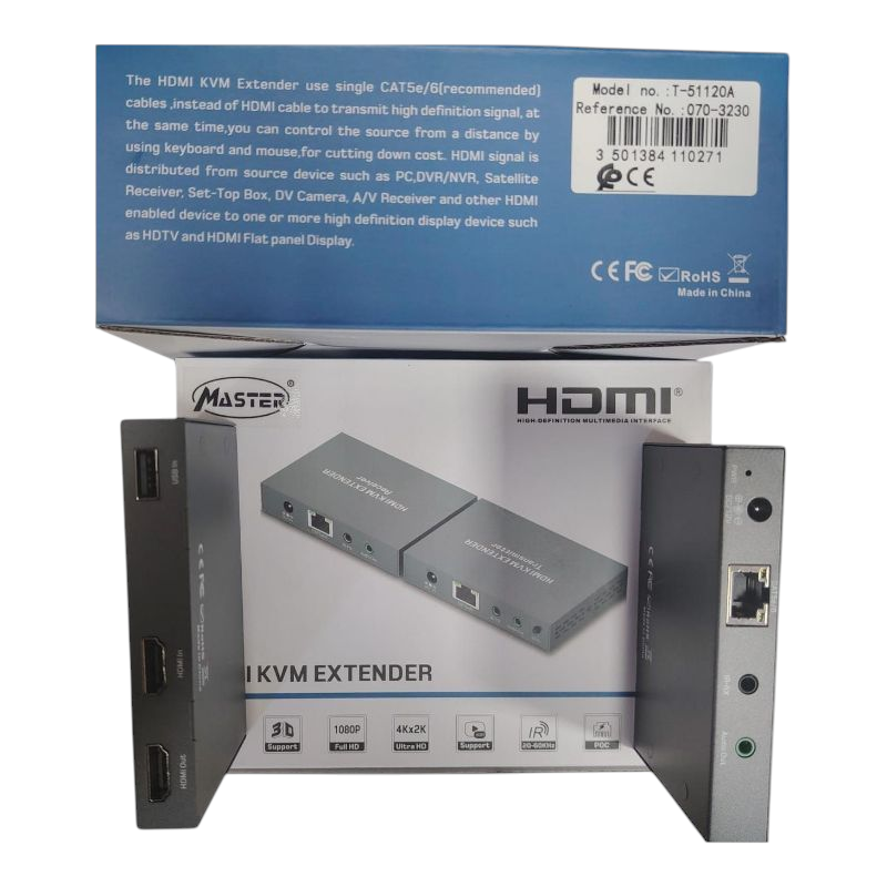 KVM Extender HDMI 2.0 Master sur Cat5e/6 (T-51120a) jusqu'à 120m KVM Extender HDMI 2.0 Master sur Cat5e/6 (T-51120a) jusqu'à 120m