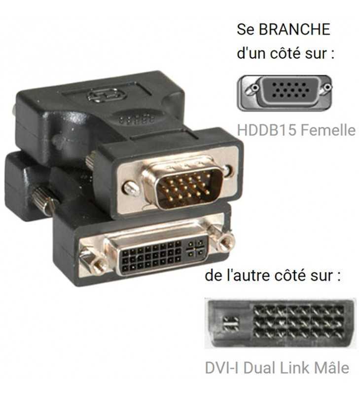 Adaptateur VGA (HDDB15) mâle to DVI-I femelle