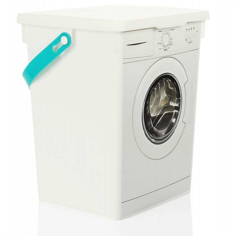 COM-FOUR® Réservoir de détergent avec couvercle, plastique (PP recyclé) Dimensions : env. 23x19x16,5cm, avec motif machine à COM-FOUR® Réservoir de détergent avec couvercle, plastique (PP recyclé) Dimensions : env. 23x19x16,5cm, avec motif machine à