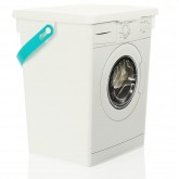 COM-FOUR® Réservoir de détergent avec couvercle, plastique (PP recyclé) Dimensions : env. 23x19x16,5cm, avec motif machine à