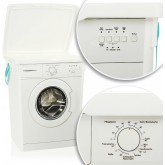 COM-FOUR® Réservoir de détergent avec couvercle, plastique (PP recyclé) Dimensions : env. 23x19x16,5cm, avec motif machine à