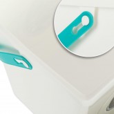 COM-FOUR® Réservoir de détergent avec couvercle, plastique (PP recyclé) Dimensions : env. 23x19x16,5cm, avec motif machine à