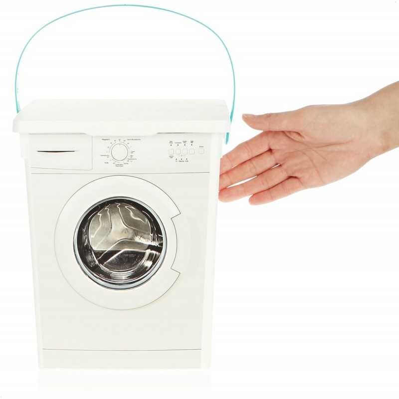 COM-FOUR® Réservoir de détergent avec couvercle, plastique (PP recyclé) Dimensions : env. 23x19x16,5cm, avec motif machine à
