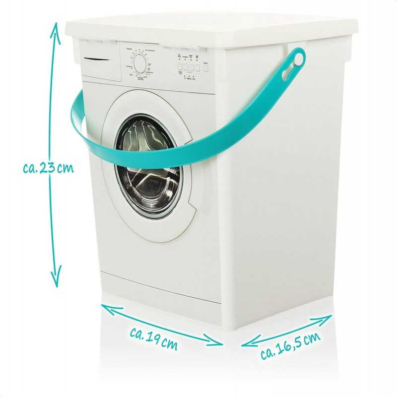 COM-FOUR® Réservoir de détergent avec couvercle, plastique (PP recyclé) Dimensions : env. 23x19x16,5cm, avec motif machine à