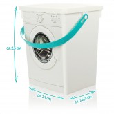 COM-FOUR® Réservoir de détergent avec couvercle, plastique (PP recyclé) Dimensions : env. 23x19x16,5cm, avec motif machine à