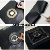 12Pcs Protecteur de cuisinière à gaz,10.6" Couvre-brûleurs réutilisables pour cuisinière à gaz Couvre-plaques antiadhésives