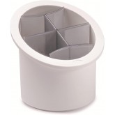Snips, Égouttoir à Couverts avec séparateurs, Organisateur d'évier de Cuisine Blanc et Gris, Boite Rangement Porte-Utensiles 17
