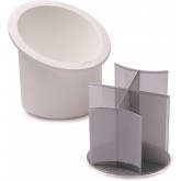 Snips, Égouttoir à Couverts avec séparateurs, Organisateur d'évier de Cuisine Blanc et Gris, Boite Rangement Porte-Utensiles 17
