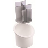 Snips, Égouttoir à Couverts avec séparateurs, Organisateur d'évier de Cuisine Blanc et Gris, Boite Rangement Porte-Utensiles 17