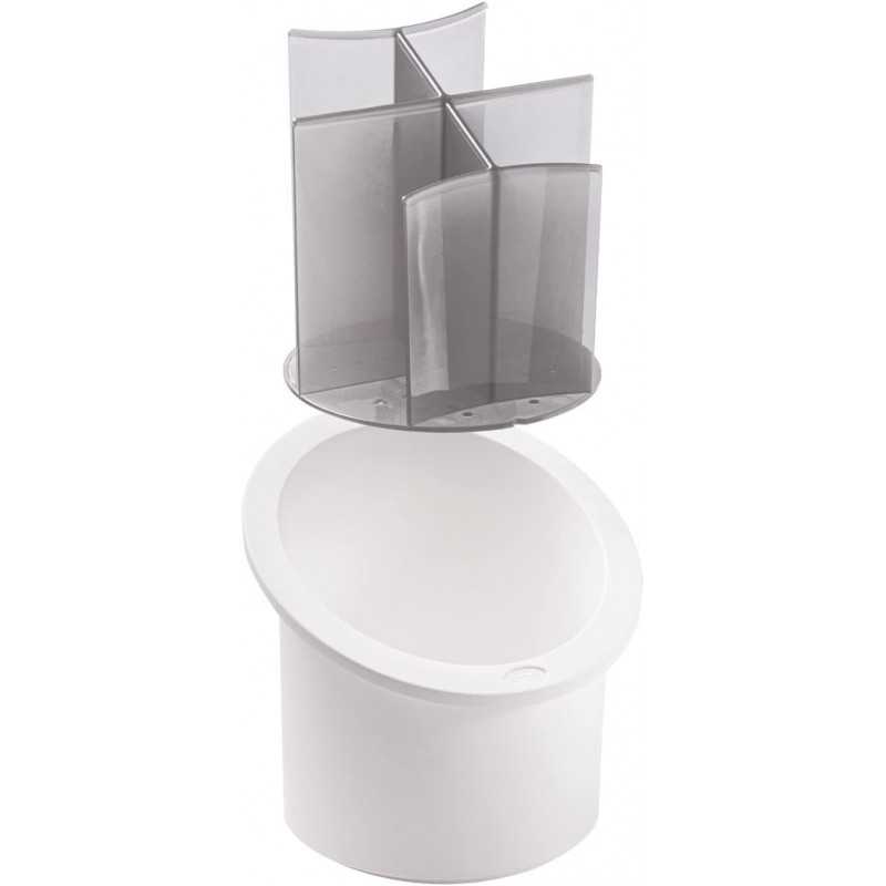 Snips, Égouttoir à Couverts avec séparateurs, Organisateur d'évier de Cuisine Blanc et Gris, Boite Rangement Porte-Utensiles 17