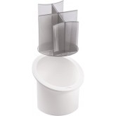 Snips, Égouttoir à Couverts avec séparateurs, Organisateur d'évier de Cuisine Blanc et Gris, Boite Rangement Porte-Utensiles 17