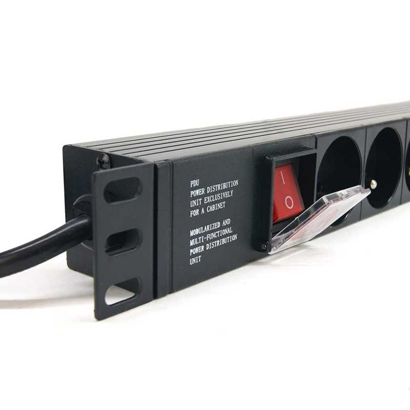 Multiprises Bandeau 8 Prises rackable 19" avec Interrupteur, Cordon 1.80m,