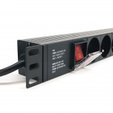 Multiprises Bandeau 8 Prises rackable 19" avec Interrupteur, Cordon 1.80m,