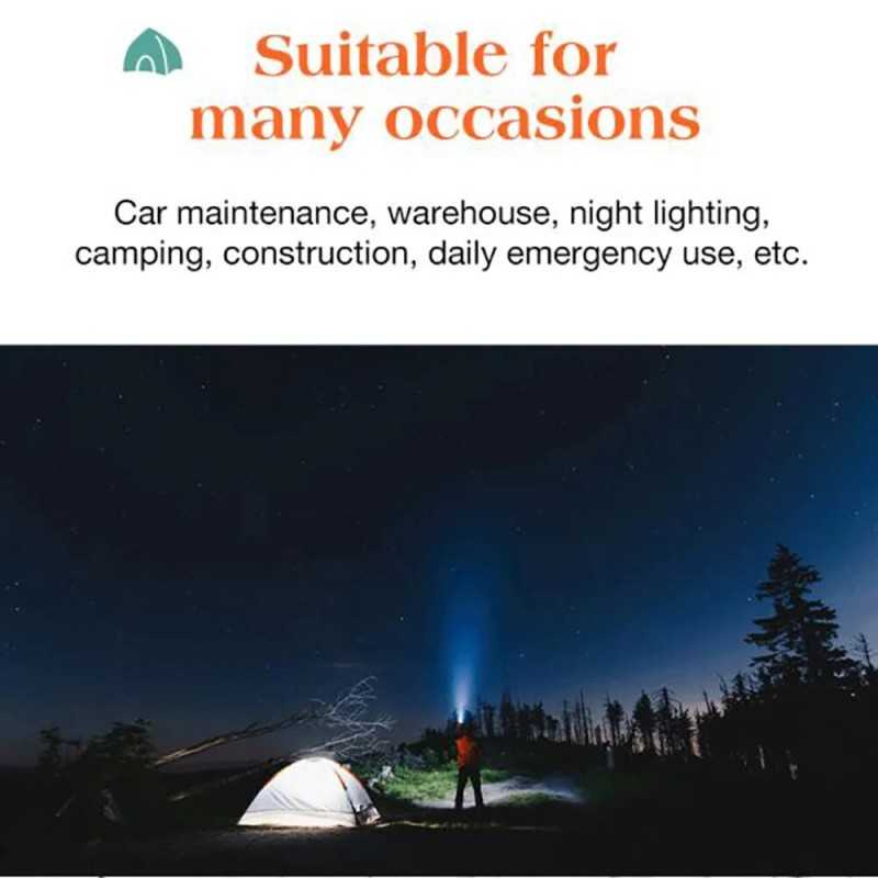 Lampe de poche LED haute puissance, torche portable, longue portée, budgétaire aste, lampe de bain d'urgence, lanterne de