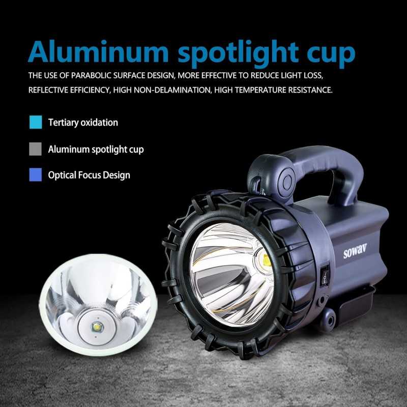 sowav Projecteur rechargeable super lumineux à haute luminosité, projecteur LED avec poignée, étanche IPX4 pour la sécurité de