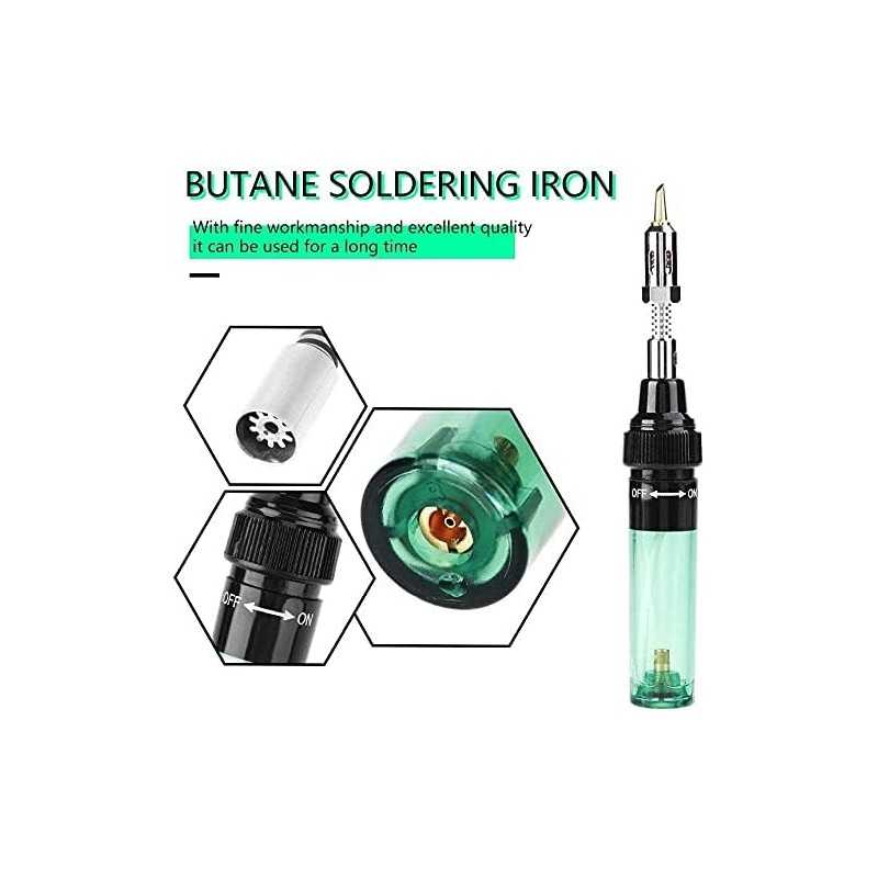 Fer à souder stylo à gaz 1300°C Outil de soudure sans fil stylo de torche fer de gaz de butane rechargeable torche de soufflage