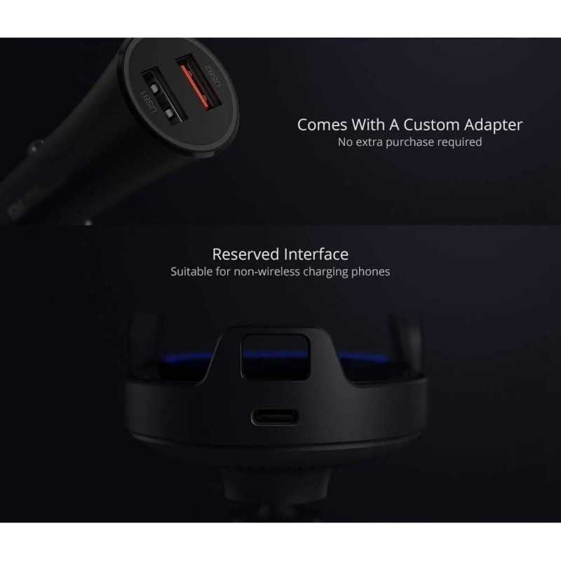 Xiaomi Mi 20W Max Qi Chargeur de Voiture sans Fil WCJ02ZM Pince Automatique avec capteur Infrarouge Intelligent Charge Rapide