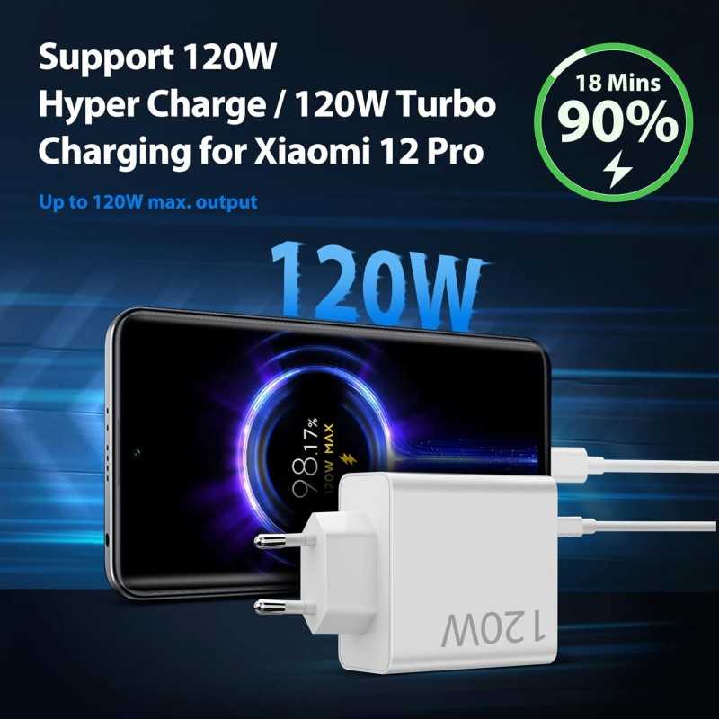 120W Chargeur Rapide avec Câble USB C 1m pour Redmi Note 13 Pro+ ACOCOBUY Chargeur Turbo pour XiaoMi 14T/13T/13/12T/12X/11T