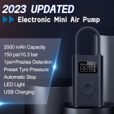 Xiaomi Compresseur d'air électrique portable, 150 PSI Gonfleur de pneu pour voiture, scooter, vélo pneus et balles – Sans fil