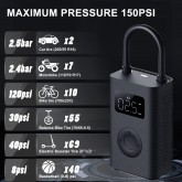 Xiaomi Compresseur d'air électrique portable, 150 PSI Gonfleur de pneu pour voiture, scooter, vélo pneus et balles – Sans fil
