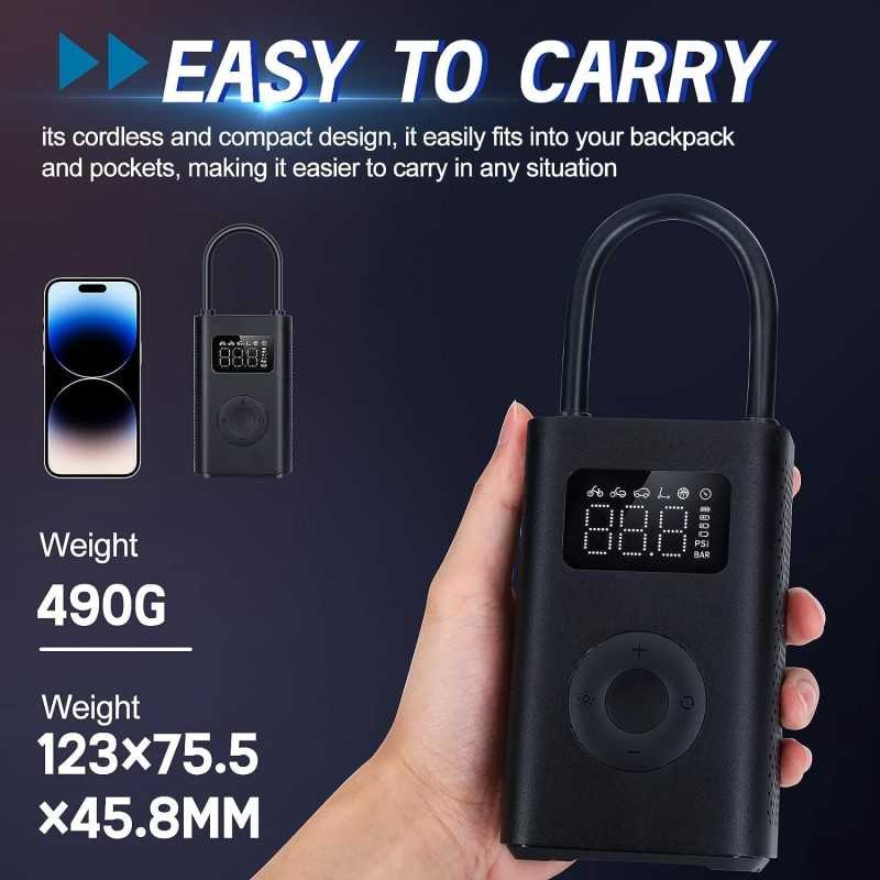 Xiaomi Compresseur d'air électrique portable, 150 PSI Gonfleur de pneu pour voiture, scooter, vélo pneus et balles – Sans fil