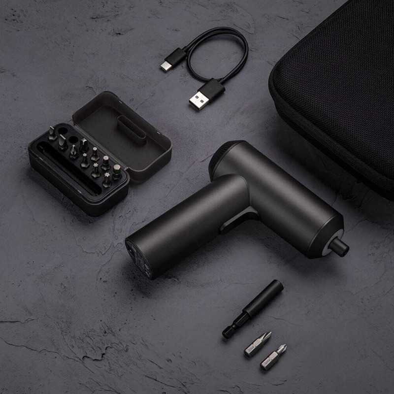 Xiaomi Tournevis rechargeable sans fil Mijia 3.6V 2000mAh Li-ion 5N.m Tournevis électrique avec 12 pièces S2 embouts de vis pour